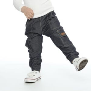 Calça Malha Jeans Infantil Cargo com Bolsos Preta
