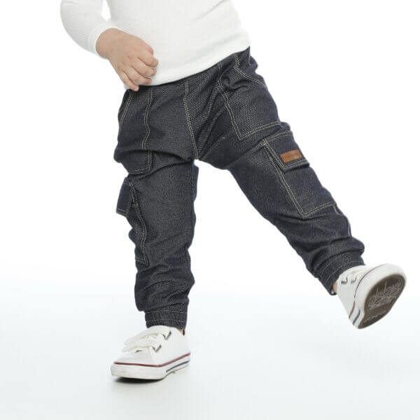 Calça Malha Jeans Infantil Cargo com Bolsos Preta