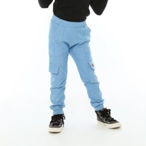 Calça Malha Jeans Infantil Cargo com Bolsos Azul Clara