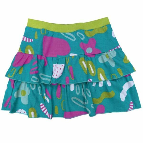 SAIA SHORT BABADO ALGODÃO INFANTIL JUVENIL VERDE ÁGUA FLORES