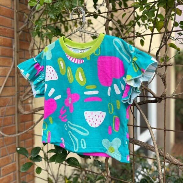 CONJUNTO INFANTIL VERÃO ALGODÃO SAIA SHORT E CROPPED VERDE - Imagem 3