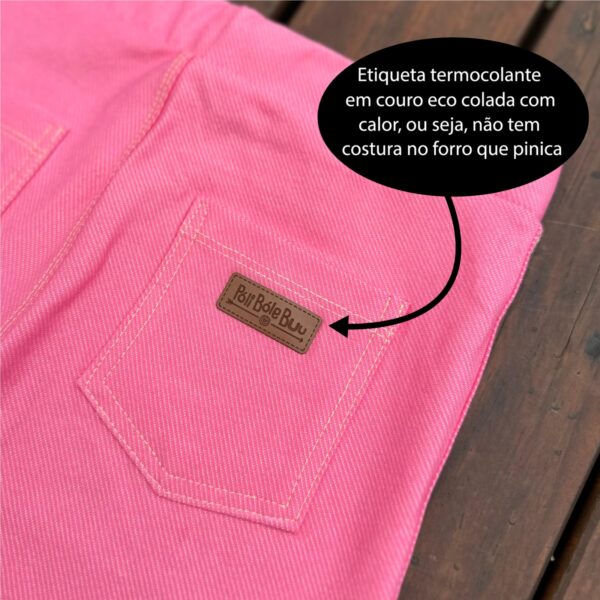 Legging Infantil Malha Jeans Fake Rosa Chiclete - Imagem 3