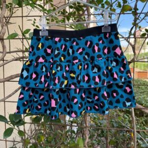 SAIA SHORT BABADO ALGODÃO INFANTIL  JUVENIL ONCINHA COLORIDA