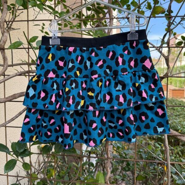SAIA SHORT BABADO ALGODÃO INFANTIL  JUVENIL ONCINHA COLORIDA