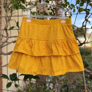 SAIA SHORT BABADO ALGODÃO INFANTIL  JUVENIL GRANULADO AMARELO