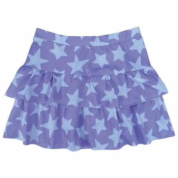 SAIA SHORT BABADO ALGODÃO INFANTIL  JUVENIL LILÁS ESTRELAS - Imagem 2