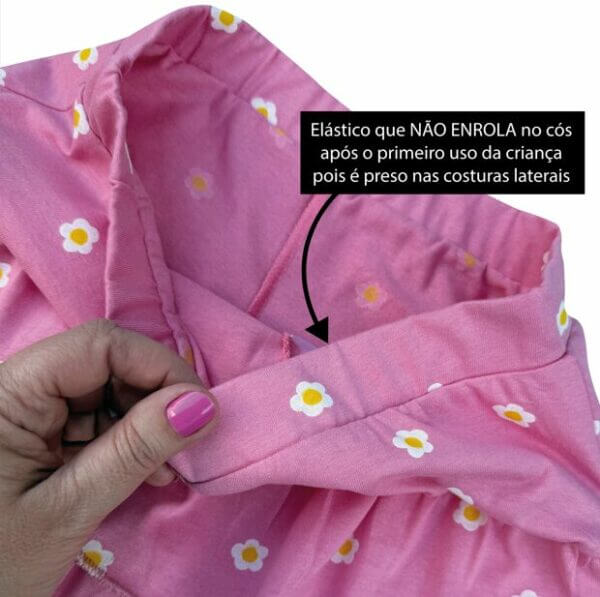 SAIA SHORT BABADO INFANTIL  JUVENIL MARGARIDAS - Imagem 3