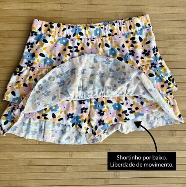 SAIA SHORT BABADO ALGODÃO INFANTIL JUVENIL FLORAL - Imagem 4