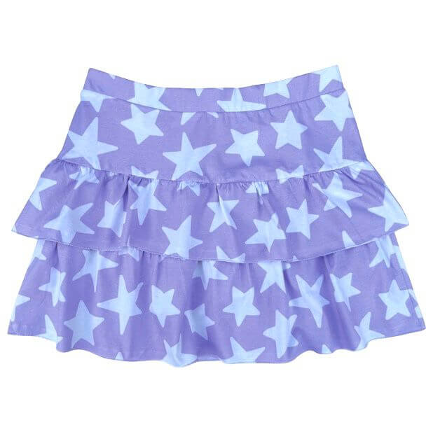 SAIA SHORT BABADO ALGODÃO INFANTIL JUVENIL LILÁS ESTRELAS - Imagem 2