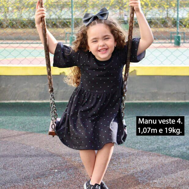 VESTIDO INFANTIL 100% ALGODÃO MANGA DUPLA PRETO CORAÇÕES - Imagem 4