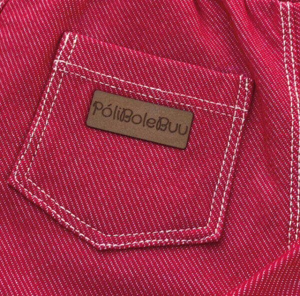 Calça Sarouel Infantil Jeans Fake Unisex 1 a 10 anos Vermelha - Imagem 3