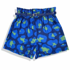 Short Infantil Juvenil Oncinha Azul com Cinto Marinho