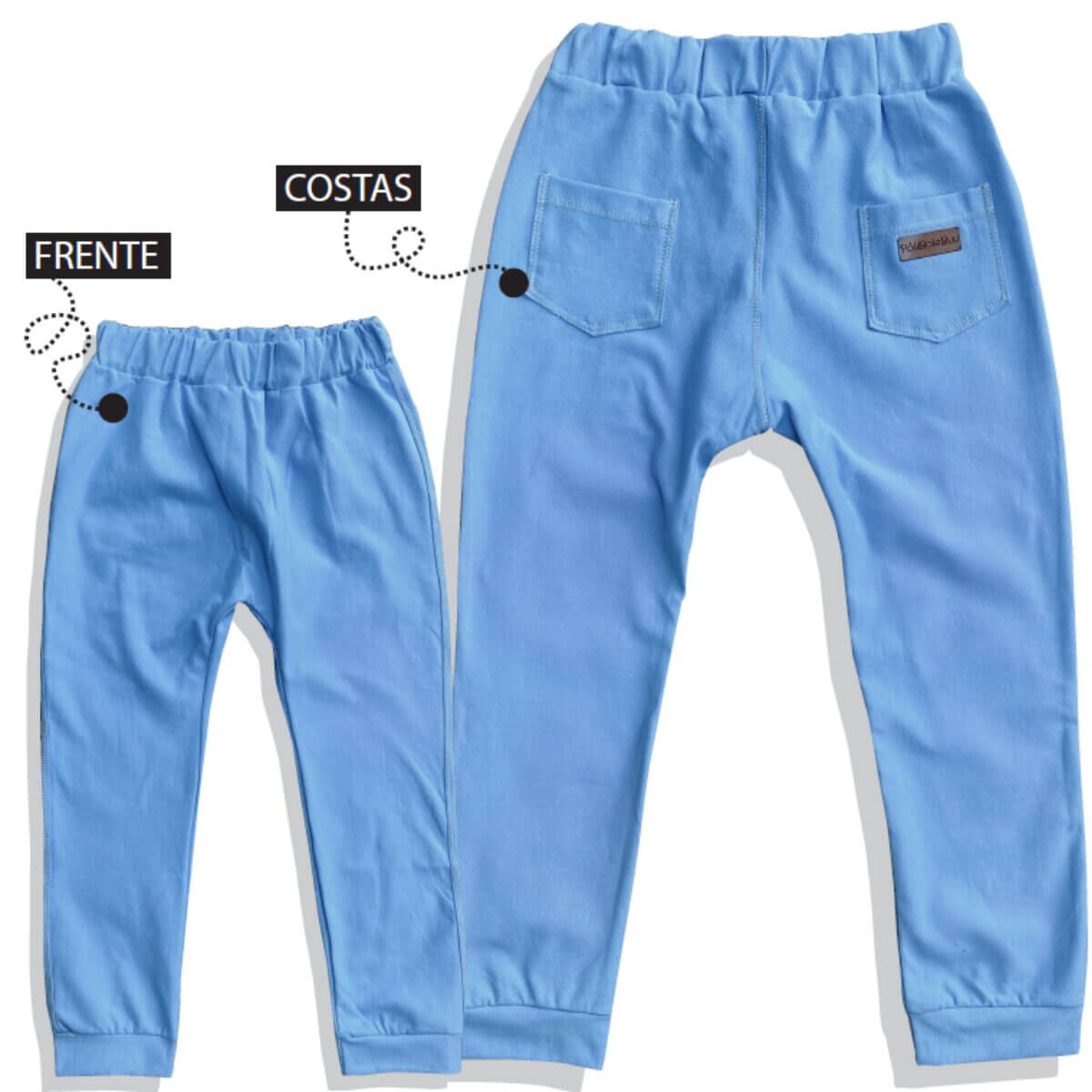 Calça Sarouel Jeans Fake Azul Clara - 1 a 10 anos - Imagem 3