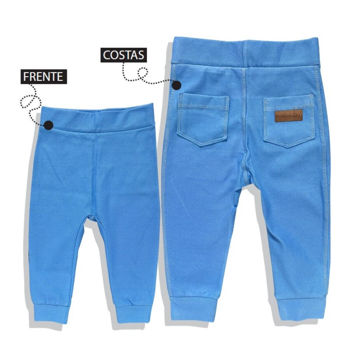 Calça Sarouel Jeans Fake Azul Clara - 1 a 10 anos - Imagem 4