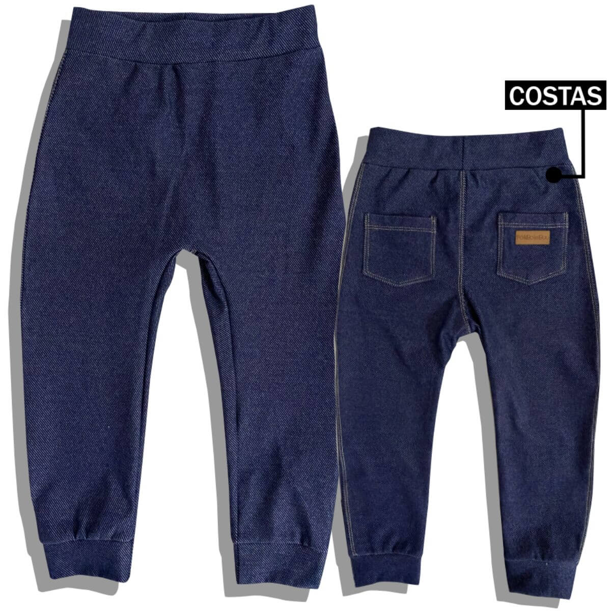Calça Sarouel Jeans Fake Azul Marinho - 1 a 10 anos - Imagem 3