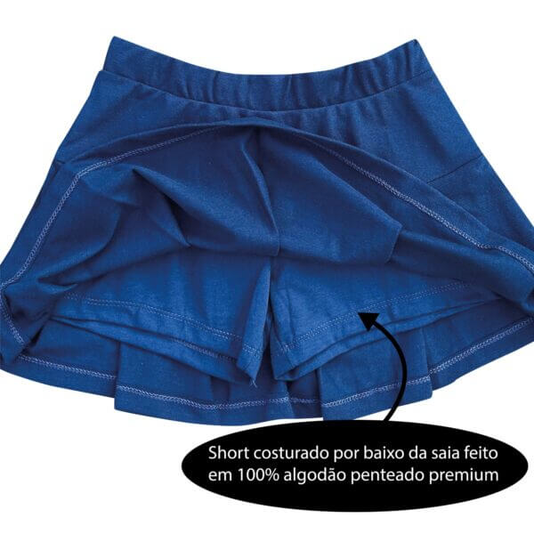 Kit 3 Short Saia Uniforme Infanto Juvenil Piquê Azul Marinho - Imagem 3