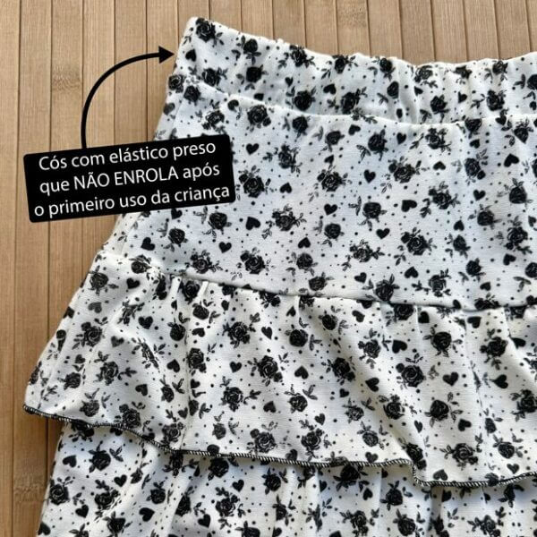 SAIA SHORT BABADO ALGODÃO INFANTIL  JUVENIL FLORAL - Imagem 4