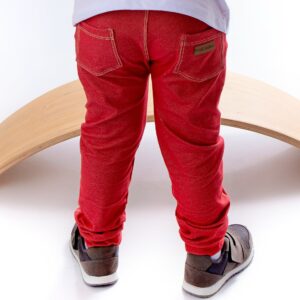 Calça Sarouel Infantil Jeans Fake Unisex 1 a 10 anos Vermelha