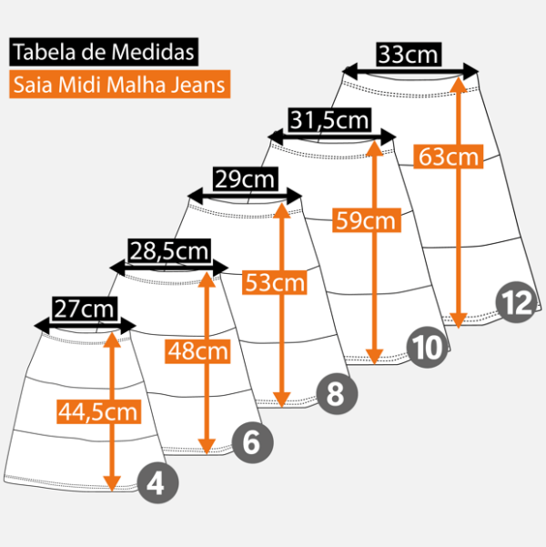 Saia Midi Infantil Três Marias Fake Jeans Rosa Chiclete - Imagem 6