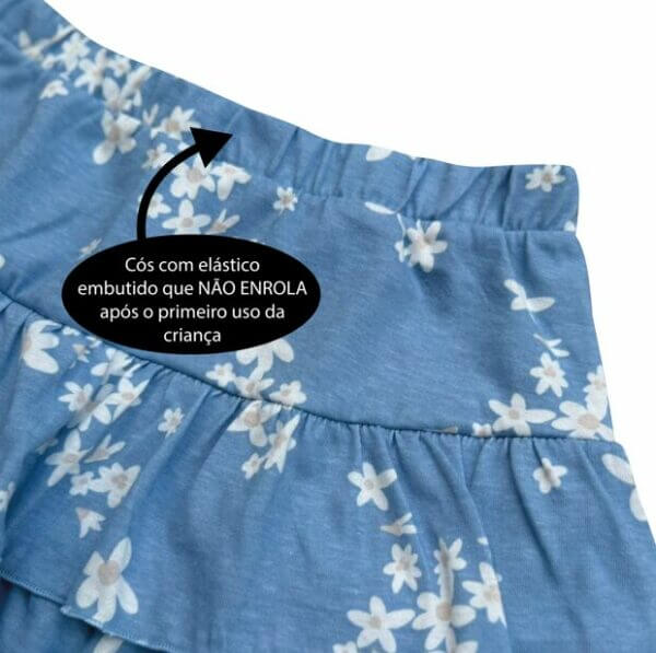 SAIA SHORT BABADOS MARGARIDAS FUNDO AZUL - Imagem 3