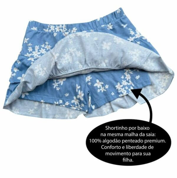 SAIA SHORT BABADOS MARGARIDAS FUNDO AZUL - Imagem 2