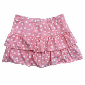 SAIA SHORT BABADO ALGODÃO INFANTIL  JUVENIL PINGOS CORAL
