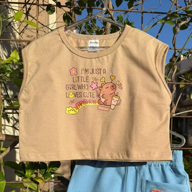 CROPPED CAPIVARA INFANTIL OVERSIZED 100% ALGODÃO - Imagem 3
