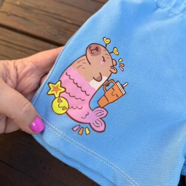 SHORT MALHA JEANS FAKE INFANTIL MENINA CAPIVARA - Imagem 3