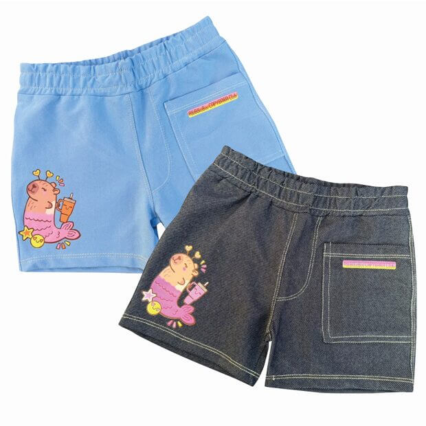 SHORT MALHA JEANS FAKE INFANTIL MENINA CAPIVARA