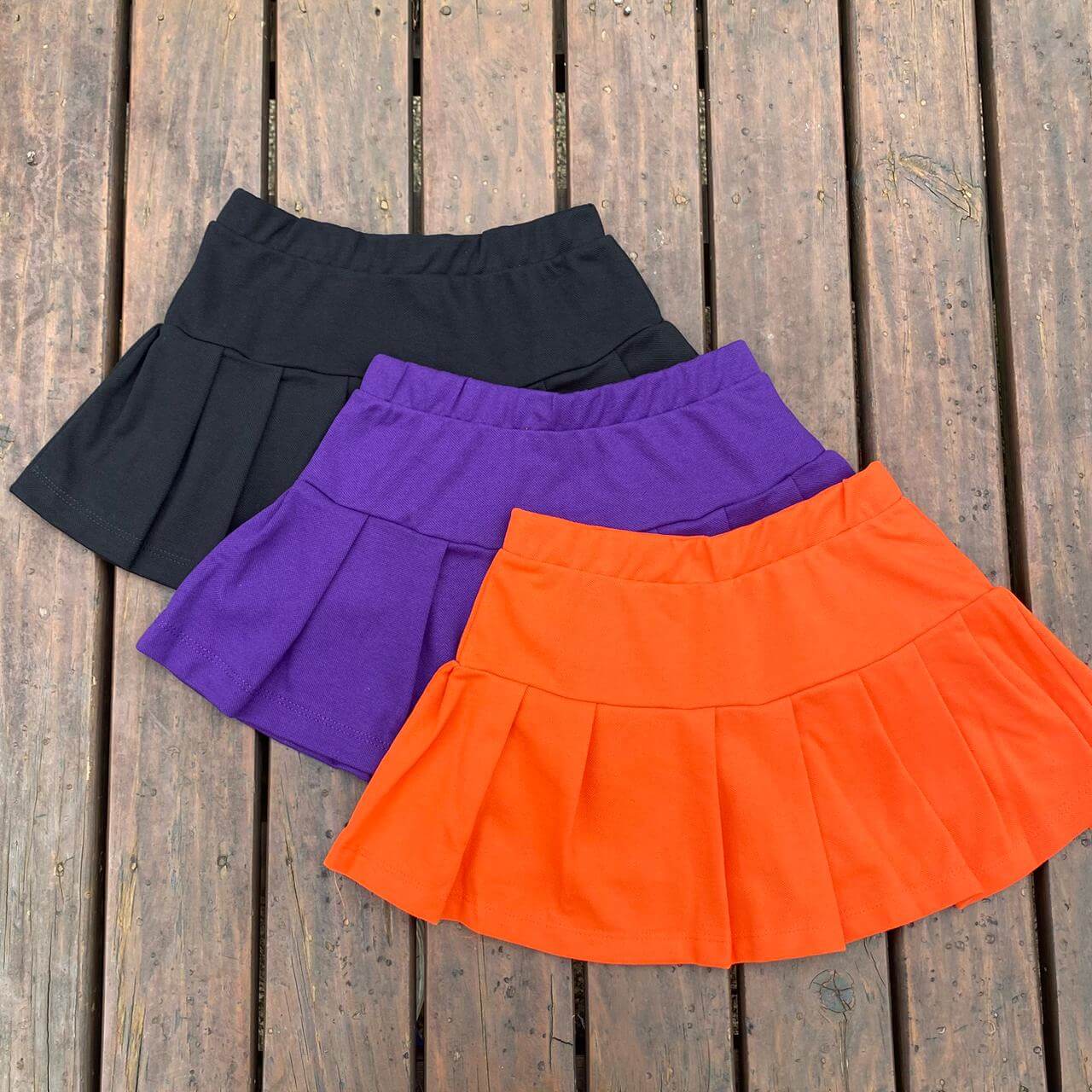 Saia Prega Halloween Laranja Preto Roxo Infantil 2 ao 14 - Imagem 2