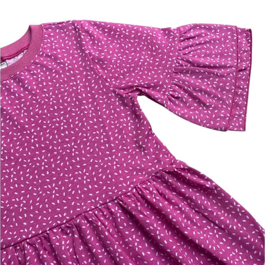 VESTIDO INFANTIL 100% ALGODÃO MANGA DUPLA GRANULADO ROSA - Imagem 2