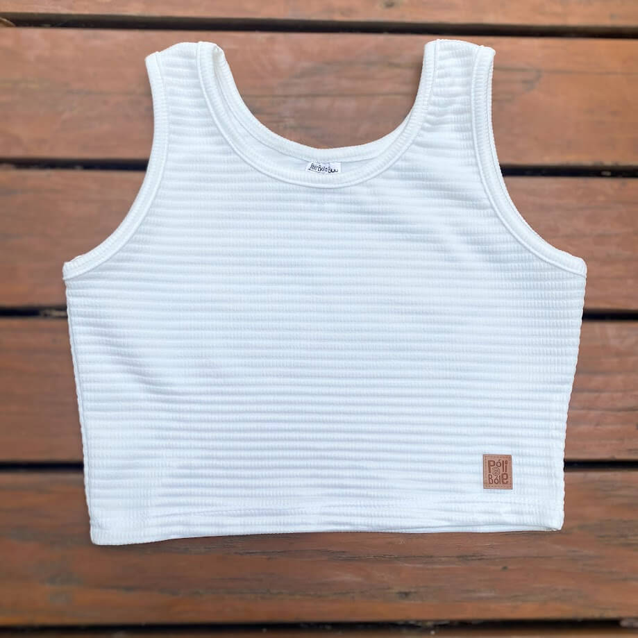 BLUSINHA INFANTIL REGATA VERÃO ANARRUGA PREMIUM OFF WHITE