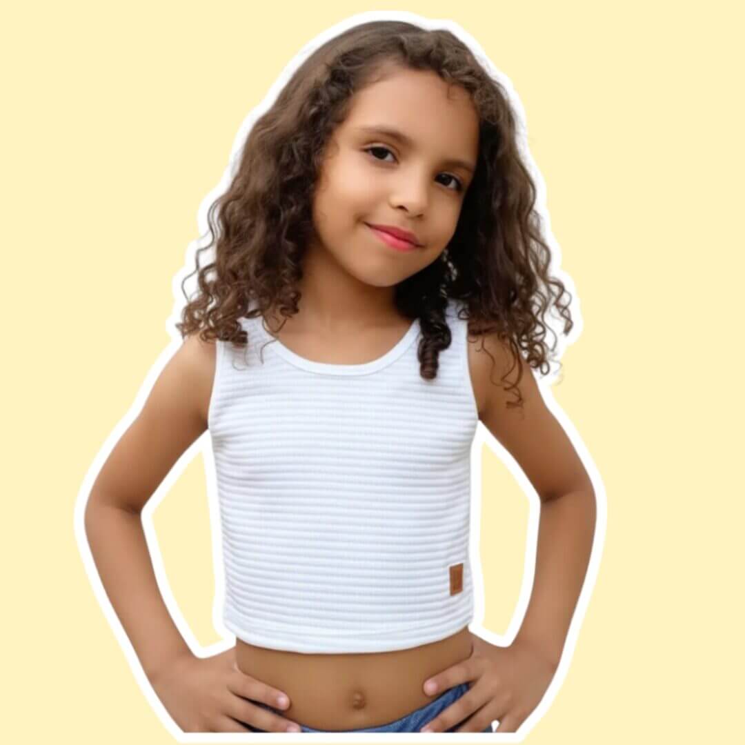 BLUSINHA INFANTIL REGATA VERÃO ANARRUGA PREMIUM OFF WHITE