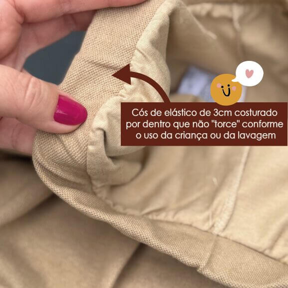 Saia Short Infantil Juvenil de Prega Algodão Cappuccino