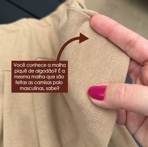 Saia Short Infantil Juvenil de Prega Algodão Cappuccino - Imagem 2