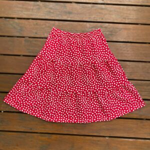 SAIA MIDI INFANTIL VERMELHA ALGODÃO PINGOS