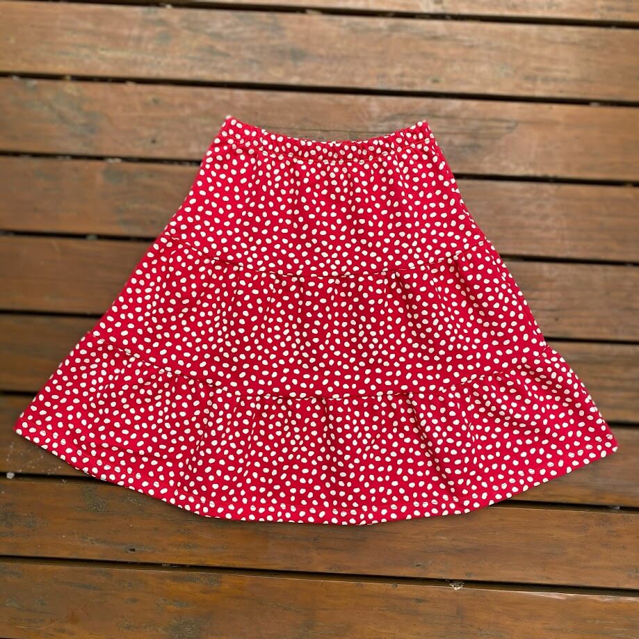 SAIA MIDI INFANTIL VERMELHA ALGODÃO PINGOS