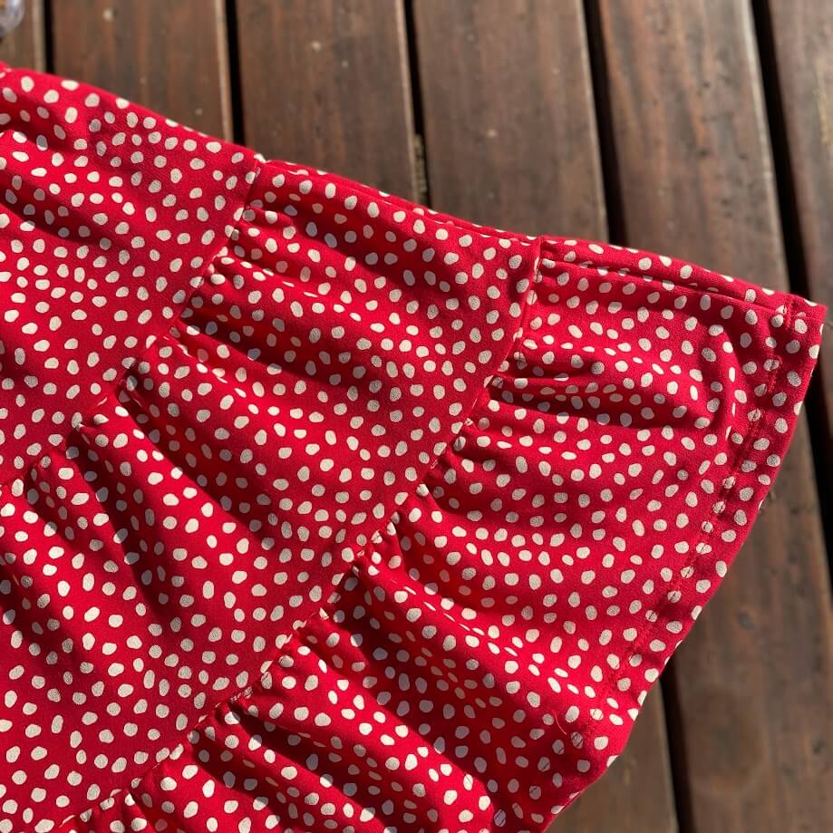 SAIA MIDI INFANTIL VERMELHA ALGODÃO PINGOS - Imagem 3