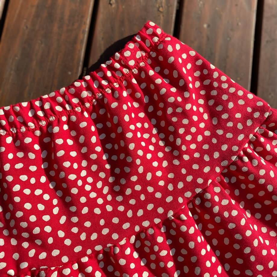 SAIA MIDI INFANTIL VERMELHA ALGODÃO PINGOS - Imagem 2
