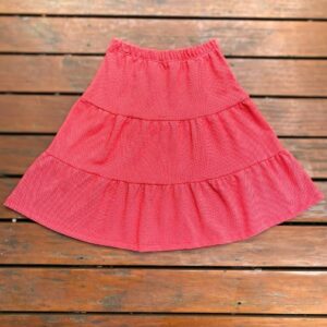 SAIA MIDI INFANTIL VERMELHA NATALINA ALGODÃO MAQUINETADO