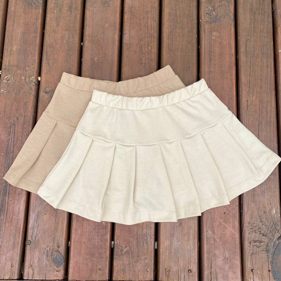 Saia Short Infantil Juvenil de Prega Algodão Cappuccino - Imagem 5