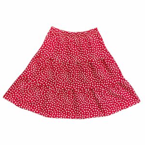 SAIA MIDI INFANTIL VERMELHA ALGODÃO PINGOS