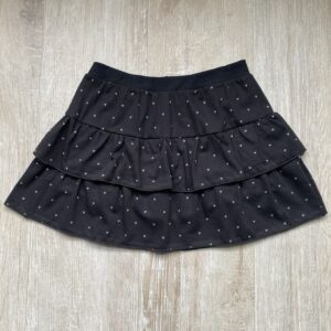 SAIA SHORT BABADO ALGODÃO INFANTIL JUVENIL PRETO CORAÇÕES