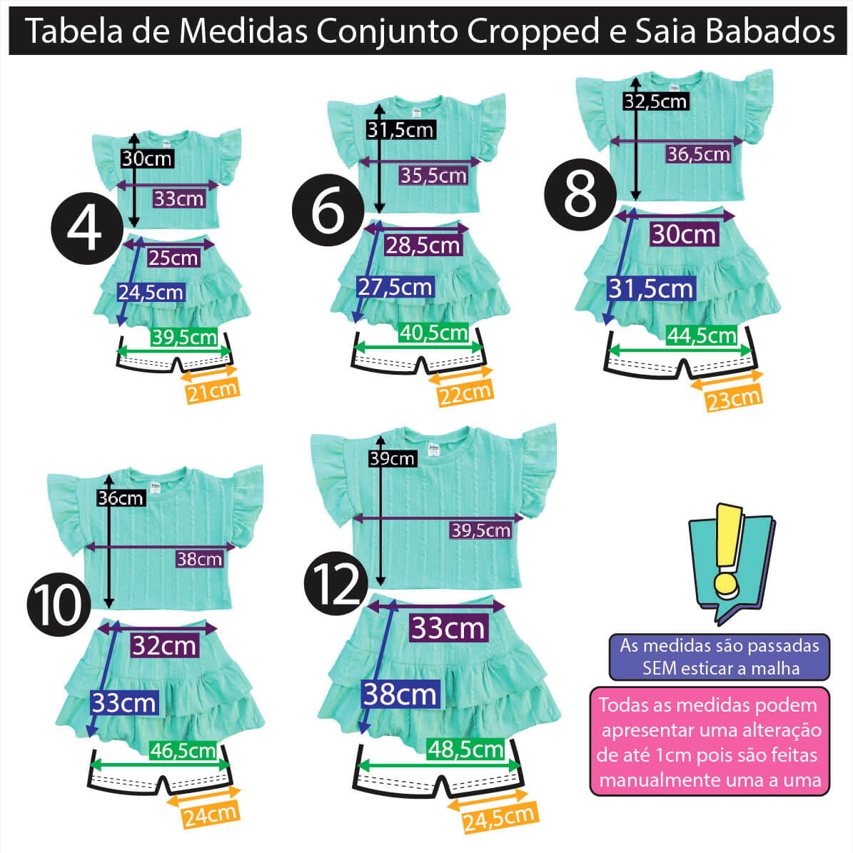 CONJUNTO INFANTIL SAIA SHORT E CROPPED ANARRUGA BRANCO - Imagem 6