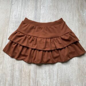 SAIA SHORT INFANTIL BABADO MARROM ANARRUGA PREMIUM