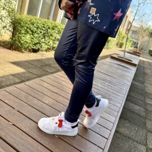 CALÇA LEGGING FORRADA INFANTIL CIRRÊ METALIZADA AZUL MARINHO